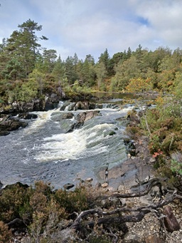 A photo of the rocky river Affric at the end of the Glen Affric road.